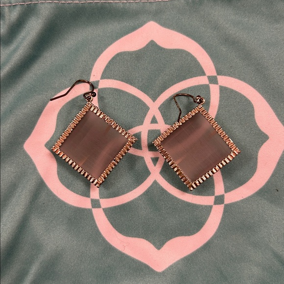 Rare retired Kendra Scott Cleo Drop Earrings in the Slate Cat's Eye stone - Picture 2 of 5